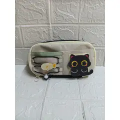 GENERICO - CARTUCHERA GATITO CREMA CON NEGRO