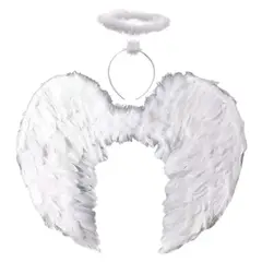GENERICO - Kit ángel blanco alas + aureola