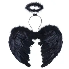 GENERICO - Kit ángel negro alas + aureola