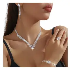 GENERICO - Juego De Joyas Set De Collar Pulsera Brazalete Y Aretes