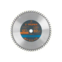 TRUPER - Disco sierra mesa 12" para madera, 60 dientes centro 1",