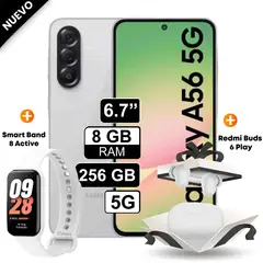 SAMSUNG - Celular Galaxy A56 5G 256GB 8GB RAM Blanco + Redmi Buds 6 Play + Xiaomi Smart Band 8 Active