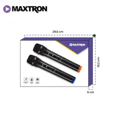 MAXTRON - Micrófono Modelo MX7258 Profesional 2 Inalámbrico