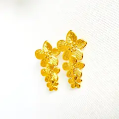 GENERICO - Aretes Chunky de Acero Triple Flor