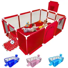 GENERICO - Corral de Juegos Modular 3 en 1 con Canasta y Portería