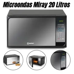 MIRAY - Horno Microondas 20 Litros Color Negro Espejado HMM-20N (Nuevo)