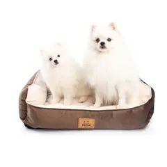 GENERICO - CAMA PARA PERRO TALLA XL - MARRÓN CON CREMA - HIPOALERGÉNICA