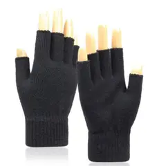 GENERICO - PACK 2 MITONES GUANTES SIN DEDO DE ADULTOS NEGROS
