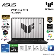 ASUS - LAPTOP TUF F16 2025 I7-14650HX 32GB DDR5 1TB SSD 8GB RTX5060 16 WUXGA 144HZ WIN 11
