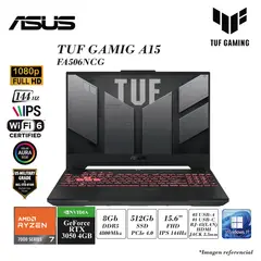 ASUS - LAPTOP TUF A15 GAMING FA506N RYZEN 5-7535HS 8GB DDR5 512SSD 4GB RTX3050 15.6 FHD 144HZ W11