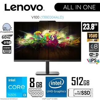 LENOVO - All in One V100 Intel Core i3-N305 8GB RAM 512GB SSD 23.8" FHD IPS