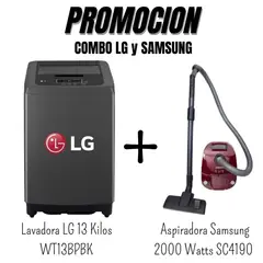 LG - Lavadora 13 Kilos TurboDrum Negro Claro WT13BPBK + Aspiradora Samsung 2000 Watts (COMBO)