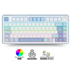 AULA - Teclado F75 Español White Epomarker Switch Leobog Rapier Green