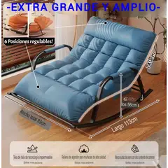 GENERICO - SILLA SILLÓN MECEDORA SOFÁ RECLINABLE COLUMPIO EXTRA GRANDE AMPLIO AJUSTABLE 6 POSICIONES AZUL