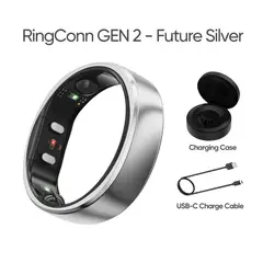 RINGCONN - Anillo inteligente Gen 2 Future Silver, Tamaño: 8