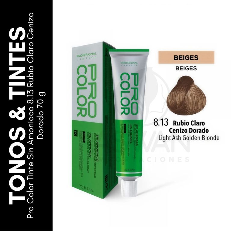 Pro Color Tinte Sin Amoniaco 813 Rubio Claro Cenizo Dorado 70 g
