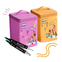 GENERICO - PACK DE 2 SET DE 24 PLUMONES TOUCH ESTUCHE CAPIBARA VARIADO