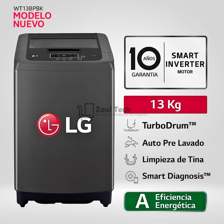 Lavadora 13kg Smart Motion Carga Superior WT13BPBK - Negro Claro