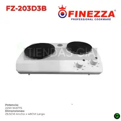 FINEZZA - Cocina Eléctrica FZ-203D3B 2 Hornillas