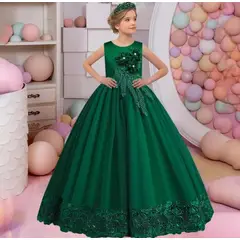 GENERICO - Vestido Niña Princesa Verde Botella Talla 10