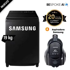 SAMSUNG - Lavadora 19Kg WA80F19S8B AI WASH ECOBUBBLE™ Negro + Aspiradora VCC4580V3K