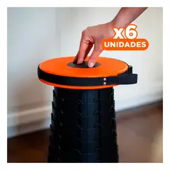 GENERICO - Pack6 Banqueta Funcional Llevadera en Color Anaranjado