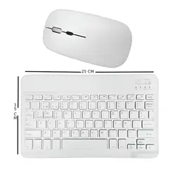 GENERICO - Kit Teclado y Mouse Inalámbrico Recargable Bluetooth Blanco Pc Tablet Celular