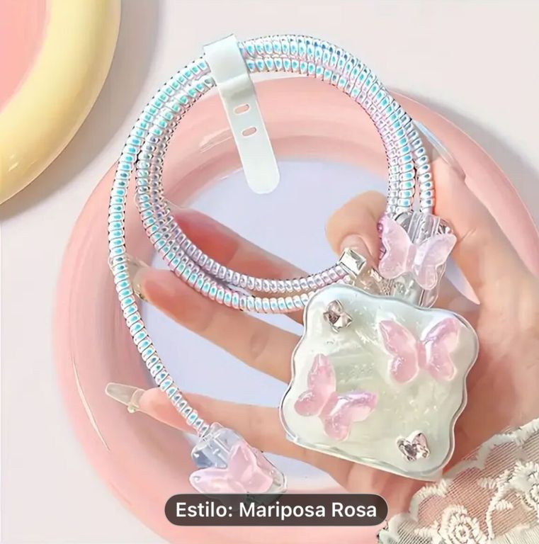 CASE PROTECTOR PARA CARGADOR DE IPHONE ESTILO MARIPOSA