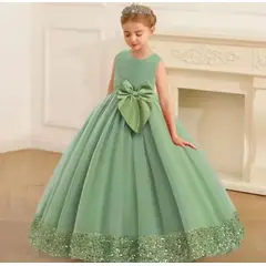 GENERICO - Vestido Niña Princesa Brillantes Verde Olivo Talla 14