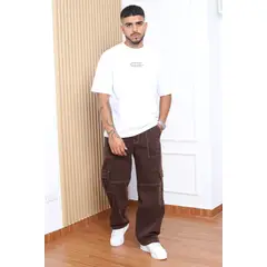 QH - Pantalón Baggy Cargo Hombre Denim 100% Algodón