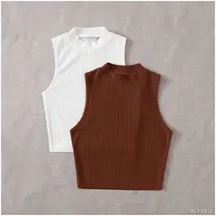 ROSUE - Polos básicos Top RIB Americano Pack x2