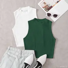 ROSUE - Polos básicos Top RIB Americano Pack x2