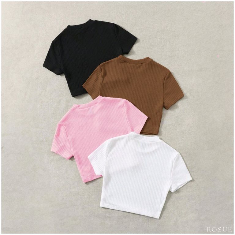 Polos básicos Top Rib Americano Mujer Pack x4