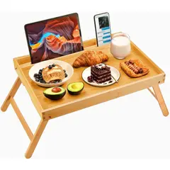 GENERICO - MESA BANDEJA DESAYUNO PLEGABLE BAMBU MULTIUSOS 50CM X 30CM