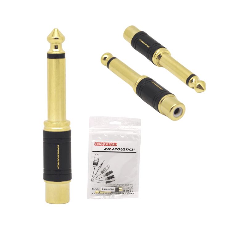 Adaptador RCA a Plug Mono 63mm Negro LN-2036-3BK L&N ACOUSTICS