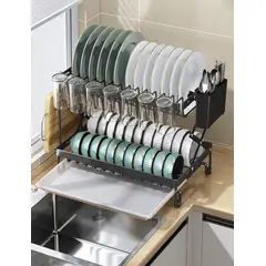 GENERICO - Escurridor de Platos Plegable de 2 Niveles Moderno