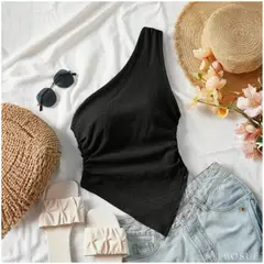 ROSUE - Blusa Top Asimetrico de Mujer