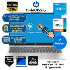 HP - Laptop Intel Core i5 (15-fd0152la) RAM 8 GB SSD 512 GB 15.6" FHD IPS táctil Windows 11