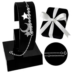 GENERICO - Pulsera Bombitas Luna Estrella Regalo Mamá Novia Plata 925