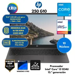 HP - Laptop Intel Core i5 (250 G10) RAM 16 GB SSD 512 GB 15.6" LCD LED Windows 11 PRO.