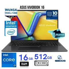 ASUS - Laptop ASUSVIVOBOOK 16Intel Core i7 13va Gen Ram 16GB SSD 512GB 16 WUXGA 90NB10N3-M01VD0