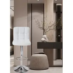 GENERICO - SILLA BANCO BAR OFICINA GIRATORIO CUERO PU BLANCO