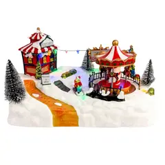 FLORIPA - Villa Navideña Con Mini Parque De Diversiones de 20Cm FC106 FLORIPASTORE