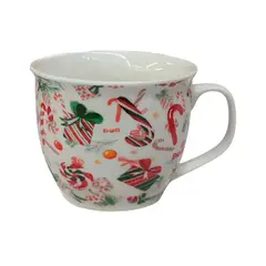 ICHIMATSU - Taza de Loza Navideño con diseño de dulces con regalos y estuche 17 oz.
