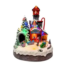 FLORIPA - Villa Navideña Con Trineo Giratorio de 31cm FC115 FLORIPASTORE