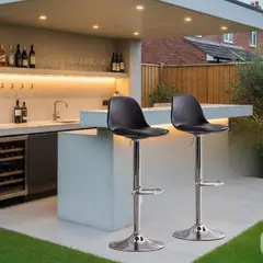 GENERICO - 2 SILLA BANCO BAR GIRATORIO ACERO RIWAY NEGRO