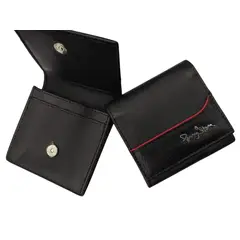 PERRY JHAN - Monedero de Cuero doble compartimiento con Sujetador para Correa