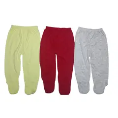 GENERICO - Pack x3 pantalones con pie de algodón bebés 3-6 meses