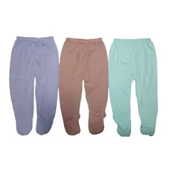 GENERICO - Pack x3 pantalones con pie de algodón bebés 3-6 meses