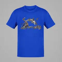 GENERICO - Polo Dinosaurio Jurassic Rebirth Camiseta Niño Dino Algodon Azulino